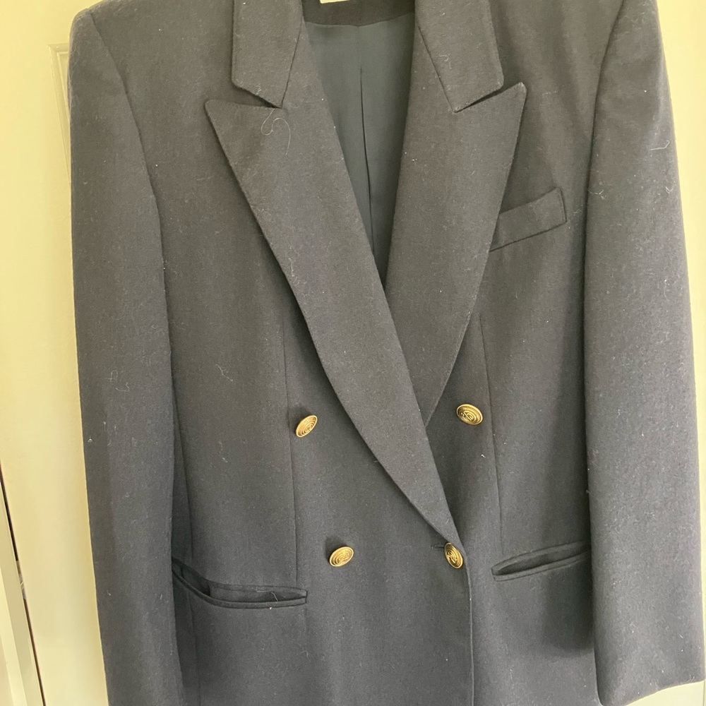 Classic Navy Wool Double-Breasted Blazer